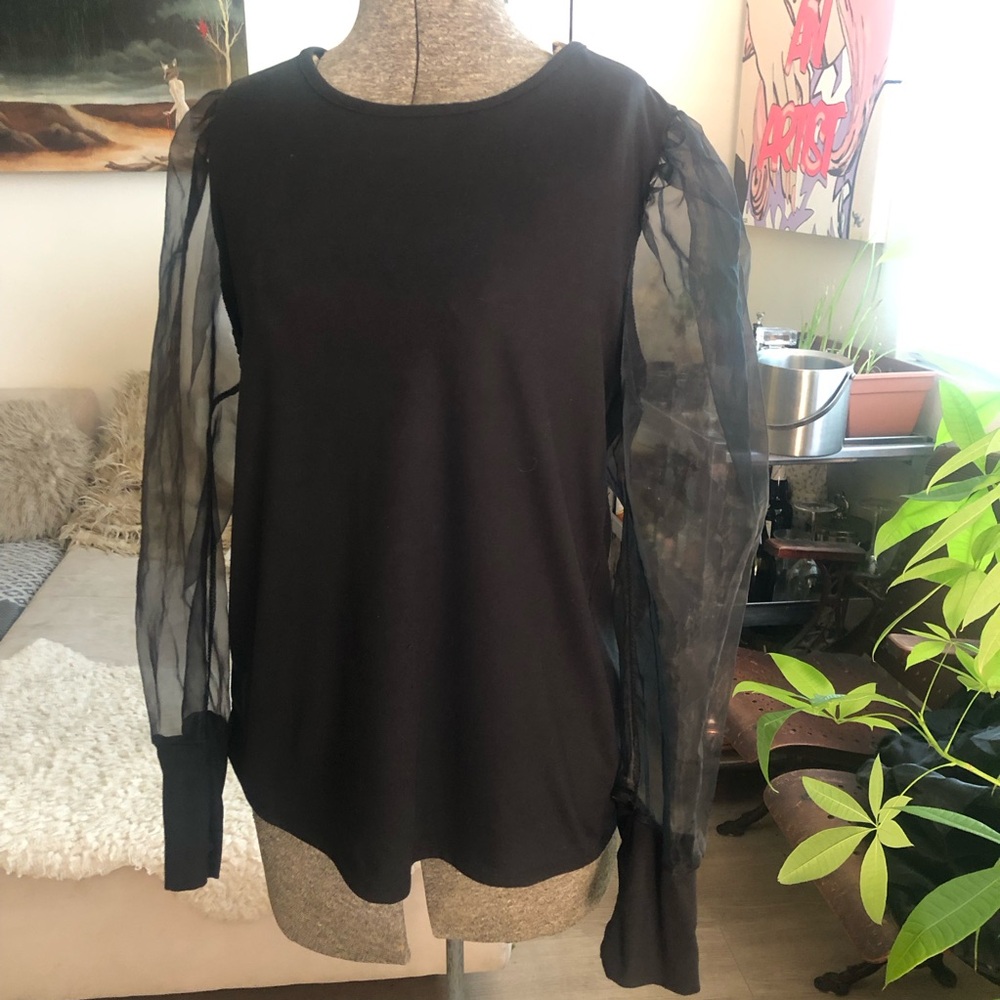 Smoke & Mirrors Women Black Long Sleeve Blouse Sheer Goth XL* - Picture 1 of 8